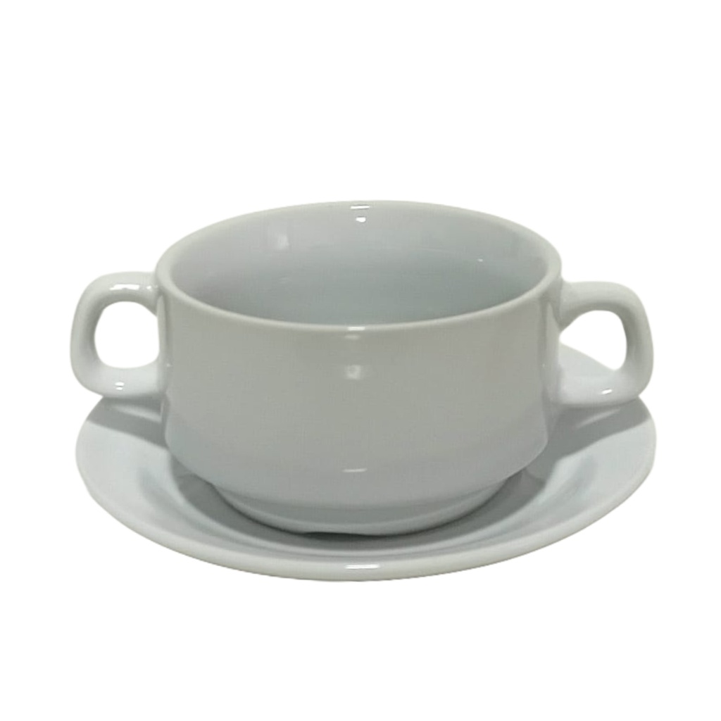 [1043201] GE3813 WHITE SOUP CUP & SAUCER