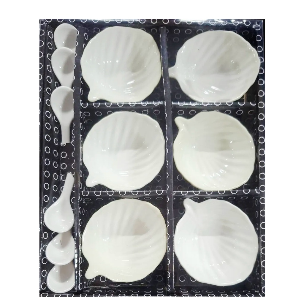 [1043698] 0071-2A CERAMIC SNACK BOWL WITH SPOON 12PCS 