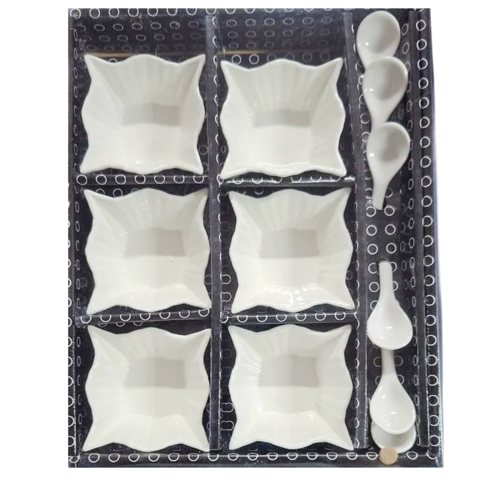 [1043699] 0071-2B CERAMIC SNACK BOWL WITH SPOON 12PCS 