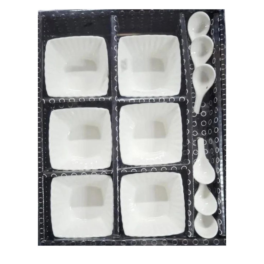[1043700] 0071-2C CERAMIC SNACK BOWL WITH SPOON 12PCS 