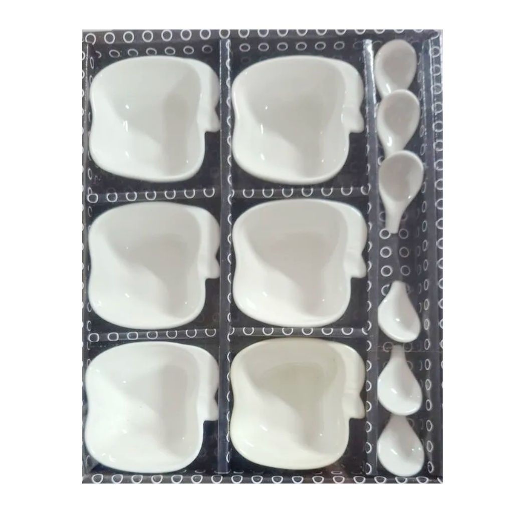 [1043702] 0071-2E CERAMIC SNACK BOWL WITH SPOON 12PCS 