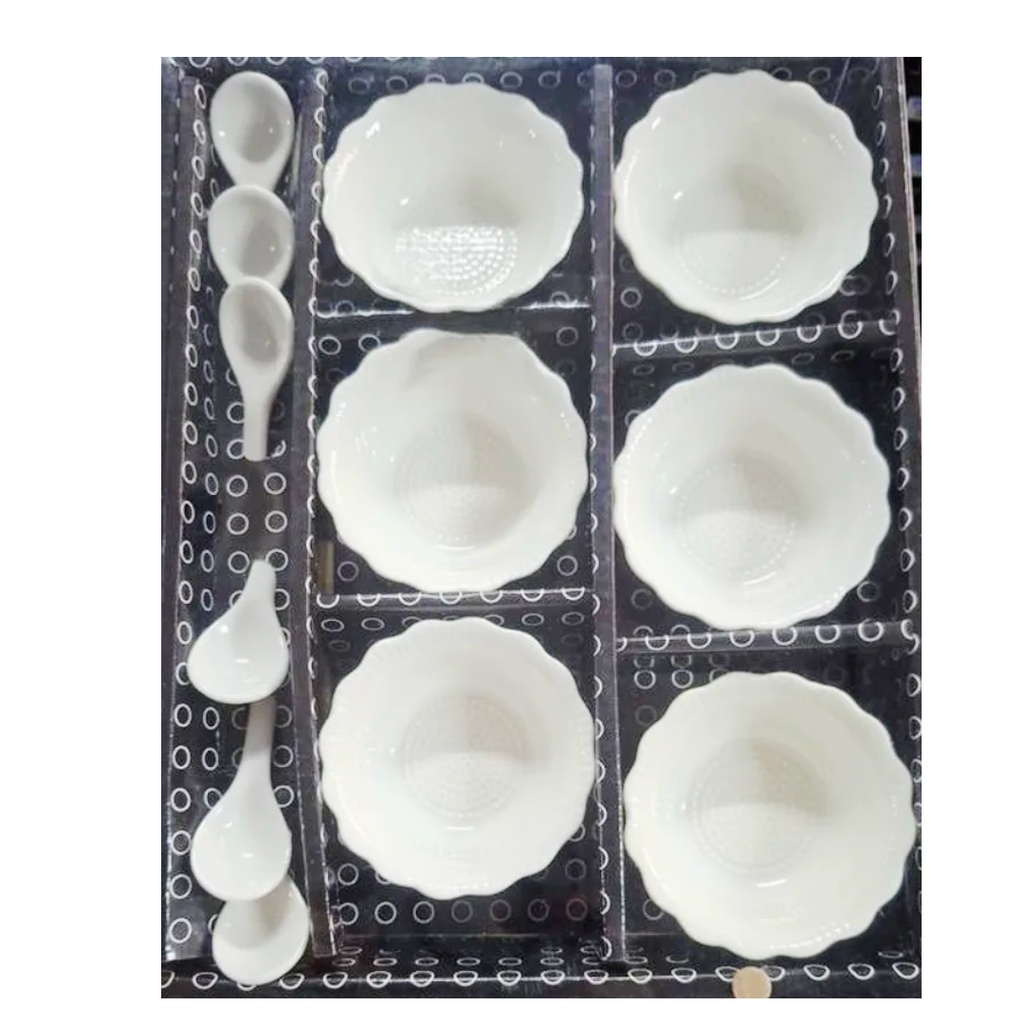 [1043703] 0071-2F CERAMIC SNACK BOWL WITH SPOON 12PCS 