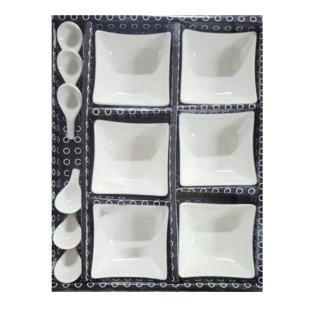 [1043704] 0071-2G CERAMIC SNACK BOWL WITH SPOON 12PCS 
