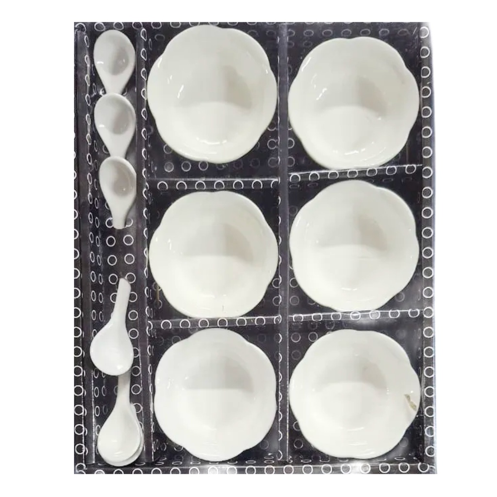 [1043706] 0071-2I CERAMIC SNACK BOWL WITH SPOON 12PCS