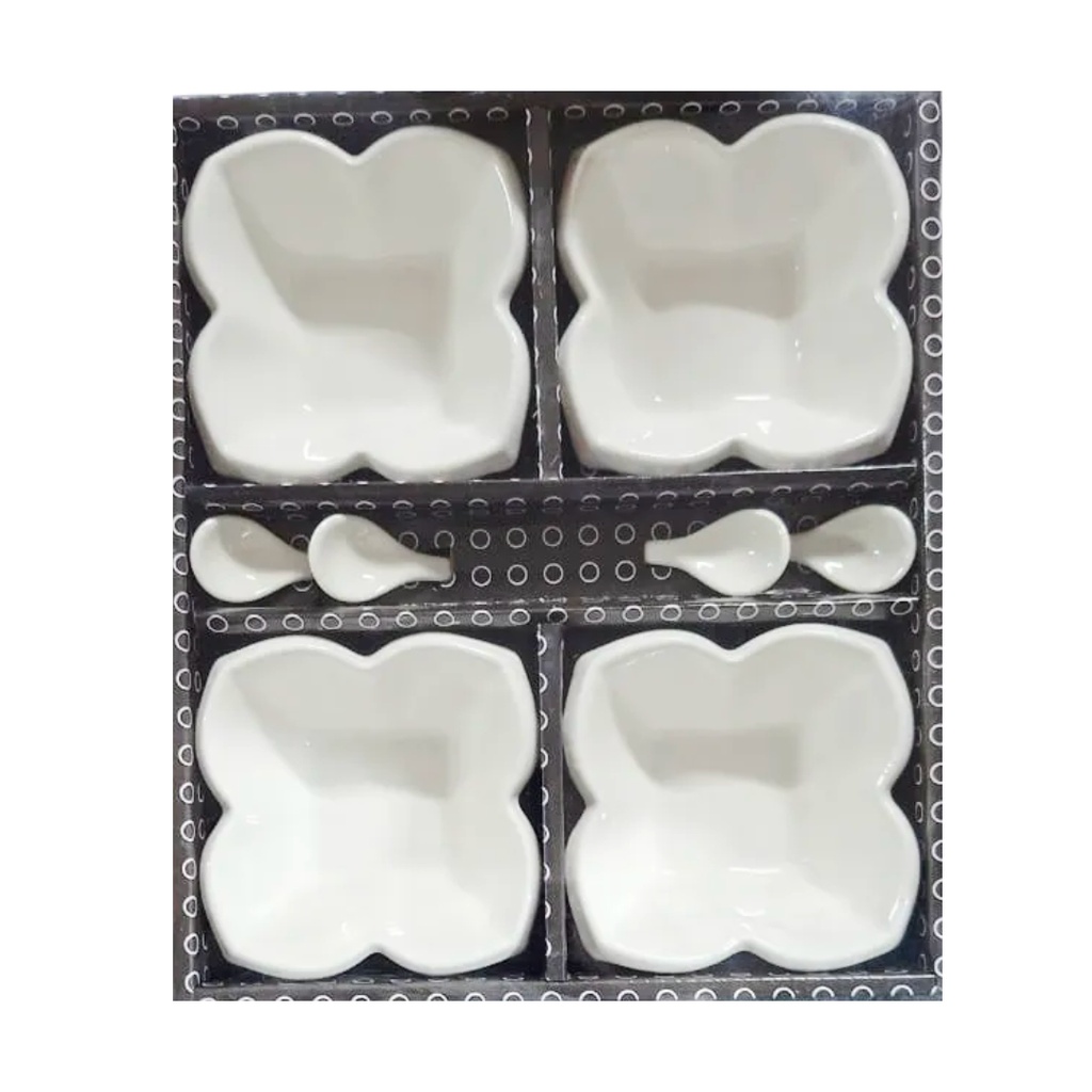 [1043710] 0071-3D CERAMIC SNACK BOWL WITH SPOON 8PCS