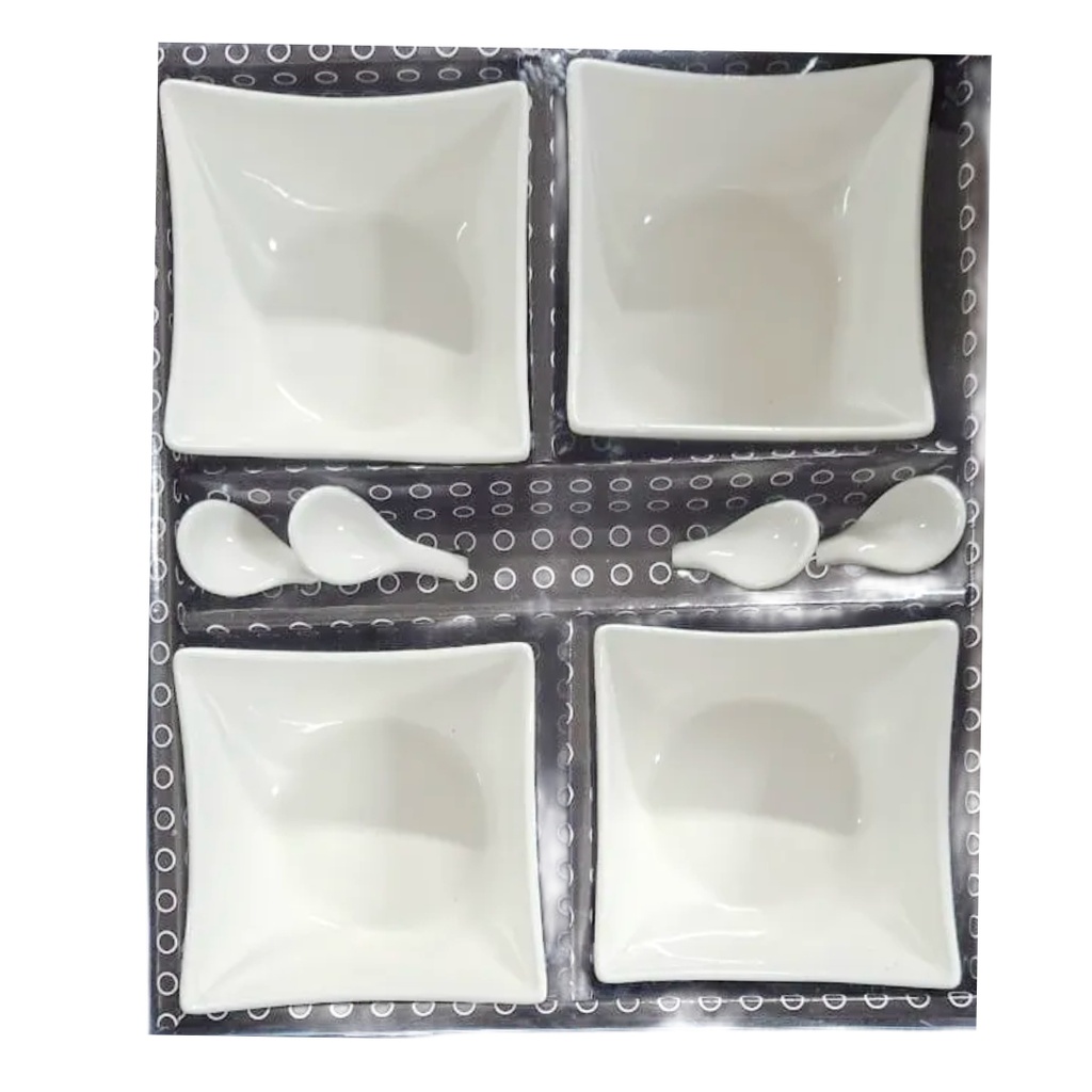 [1043711] 0071-3E CERAMIC SNACK BOWL WITH SPOON 8PCS