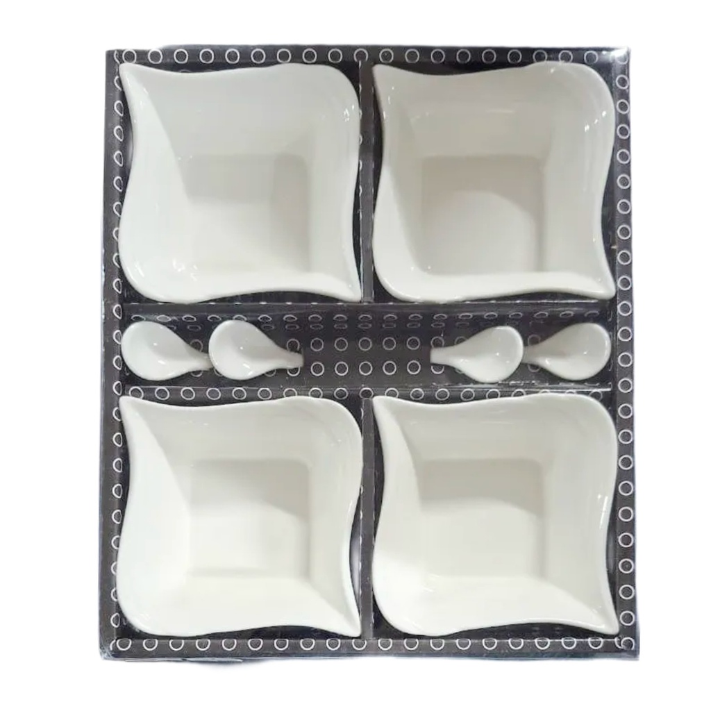 [1043712] 0071-3F CERAMIC SNACK BOWL WITH SPOON 8PCS