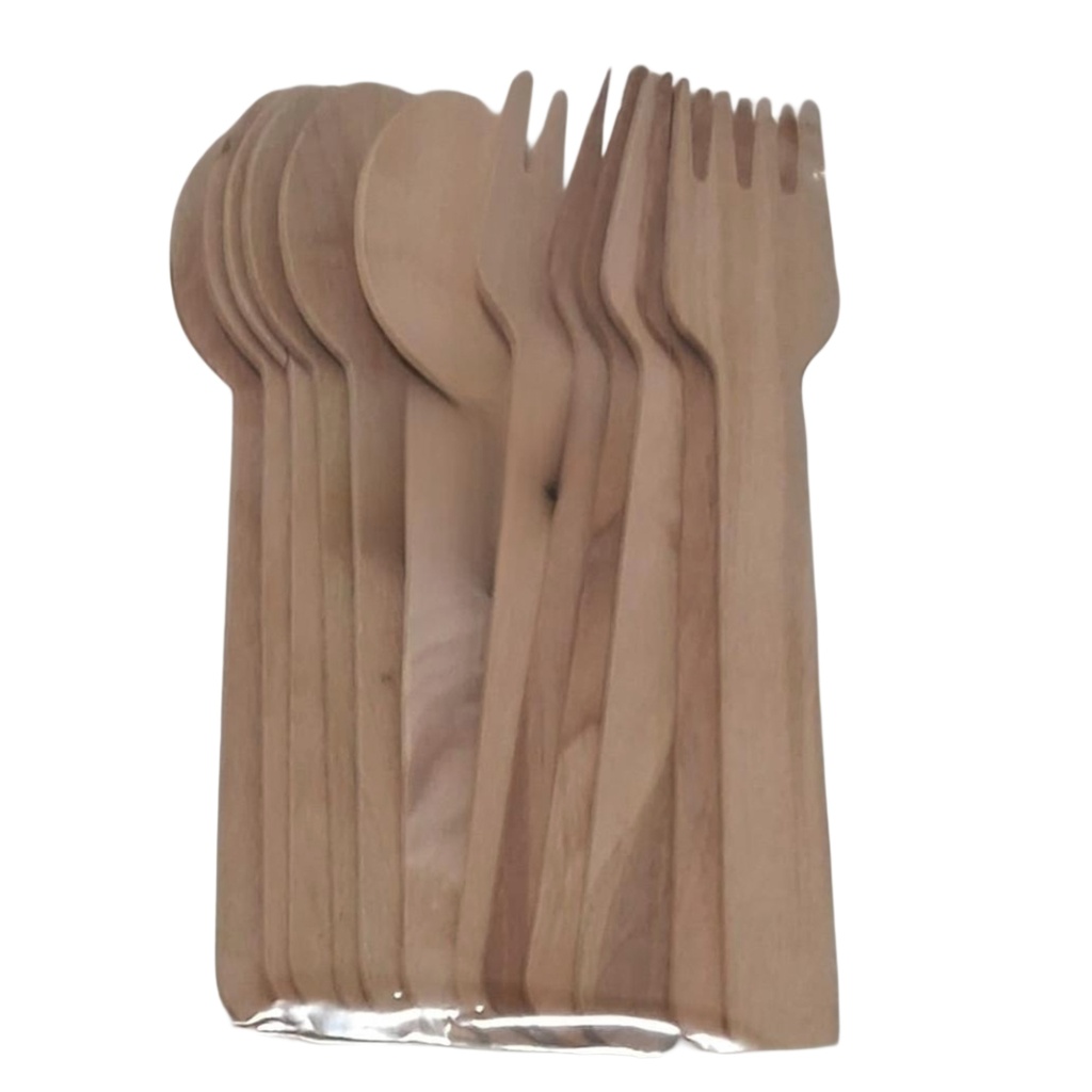 [1043922] WOODEN SPOON & FORK MD 12PCS
