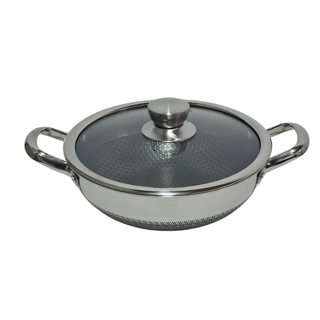 [1044185] 1389-19 HONEY COMB S/S WOK WITH LID 26CM