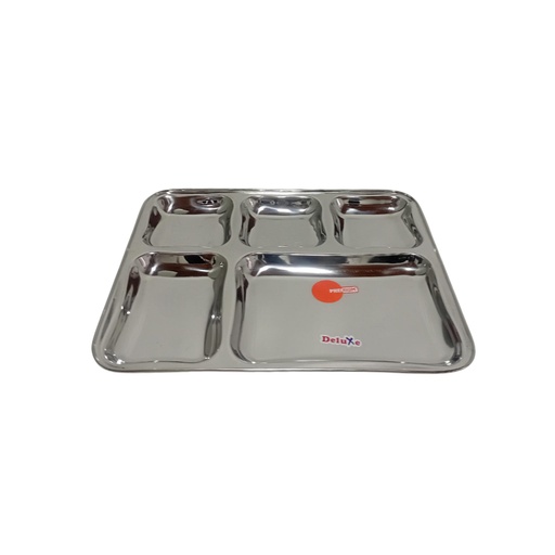 [1035429] S/S RECT DIVIDED PLATE 1*5 (LENGTH 38CM WIDTH 30CM)