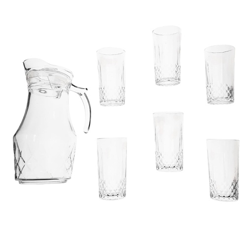 [1036998] YZH-41C/L7 JUG SET 7PCS {(JUG- HEIGHT: 26.3CM, DIAMETER: 11CM) (GLASSES: HEIGHT: 13.5CM, DIAMETER: 6.8CM)}
