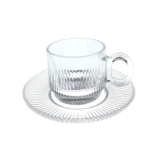[1040678] YJ-107 GLASS COFFEE CUP & SAUCER PCS
