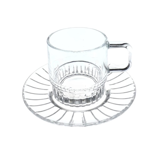 [1040974] TCF057/L12 GLASS CUP & SAUCER 12PCS