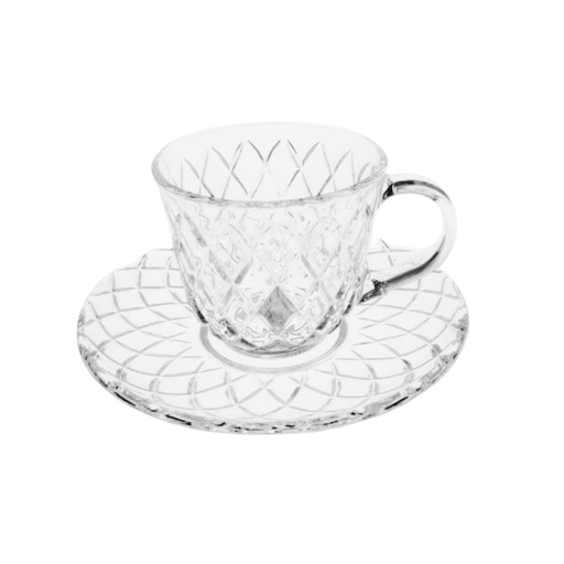 [1040975] TCF055/L12 GLASS CUP & SAUCER 12PCS