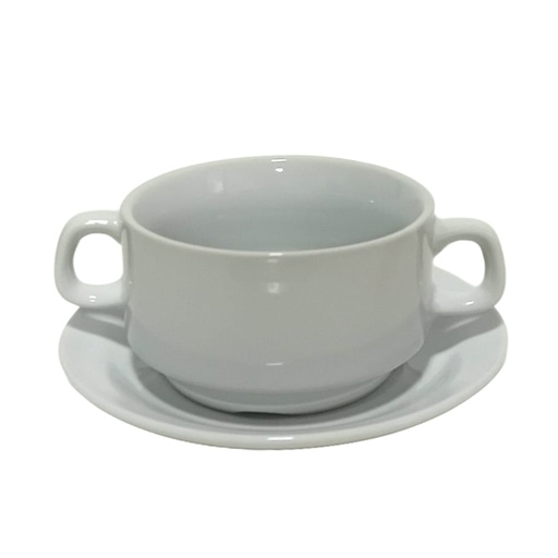[1043201] GE3813 WHITE SOUP CUP & SAUCER