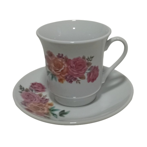 [1043313] QRDCS 220CC PINK ROSE CUP & SAUCER 6PCS