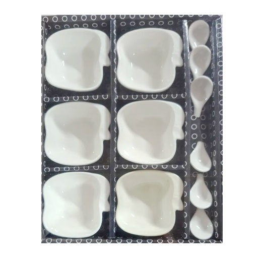 [1043702] 0071-2E CERAMIC SNACK BOWL WITH SPOON 12PCS 