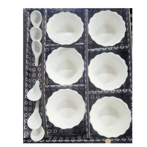 [1043703] 0071-2F CERAMIC SNACK BOWL WITH SPOON 12PCS 