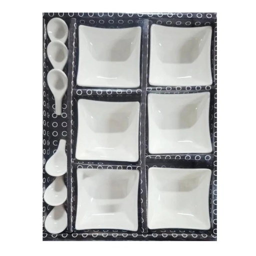 [1043704] 0071-2G CERAMIC SNACK BOWL WITH SPOON 12PCS 