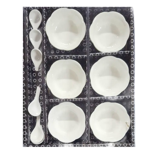 [1043706] 0071-2I CERAMIC SNACK BOWL WITH SPOON 12PCS