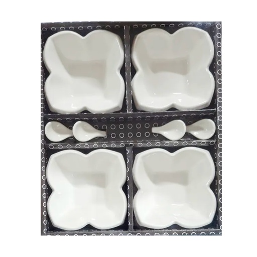 [1043710] 0071-3D CERAMIC SNACK BOWL WITH SPOON 8PCS