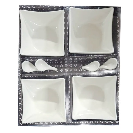 [1043711] 0071-3E CERAMIC SNACK BOWL WITH SPOON 8PCS